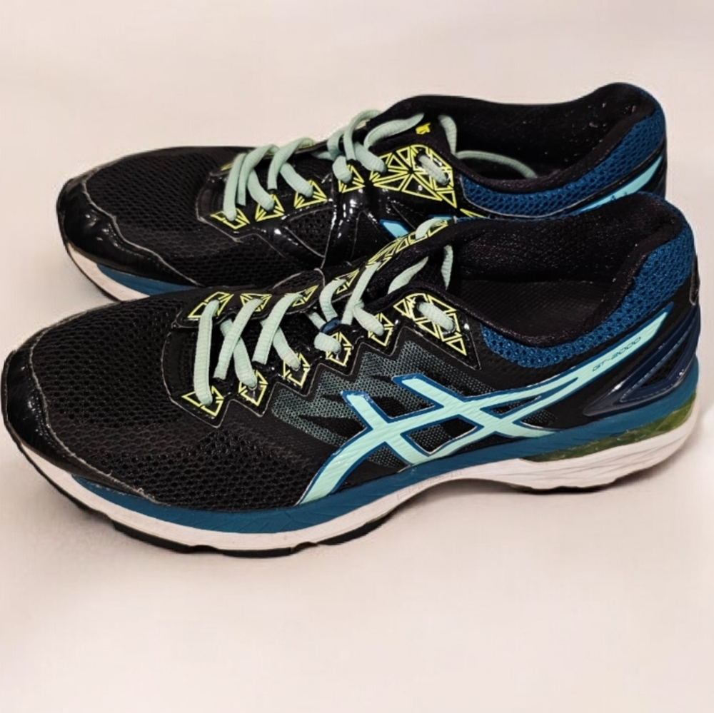 Asics GT 2000 Duomax Black/Aqua Athletic Sneakers--Size 9